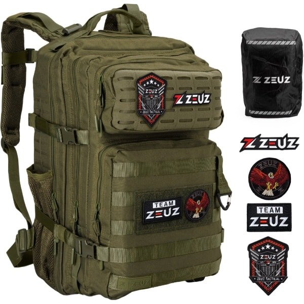 ZEUZ Tactical Rugzak Dames & Heren voor Fitness & CrossFit - Backpack - Sporttas - Militaire Army Bag - Sport Tas - 45 Liter - Groen