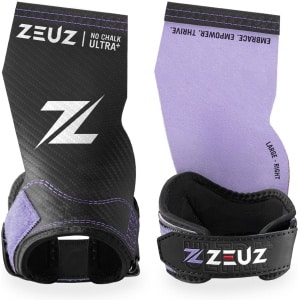 ZEUZ Ultra No Chalk Plus Fingerless Grips voor Fitness & CrossFit - Sport Handschoenen - Turnen - Gymnastics - Lila & Zwart - Maat XL