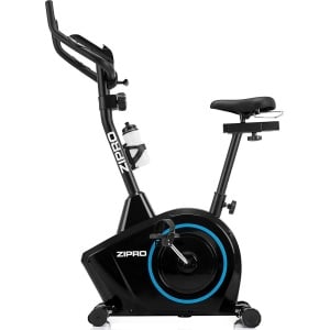 Zipro Boost Hometrainer Elektromagnetische Fiets, Hartslagsensoren, Gemakkelijk te transporteren, Antislippedalen, Flessenhouder, Homegym, Stabiele structuur, Max. gebruikersgewicht 120 kg, zwart en blauw