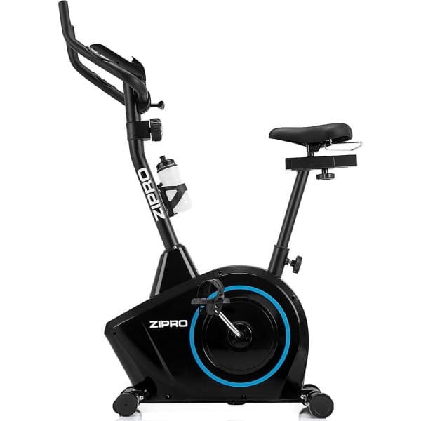 Zipro Boost Hometrainer Elektromagnetische Fiets, Hartslagsensoren, Gemakkelijk te transporteren, Antislippedalen, Flessenhouder, Homegym, Stabiele structuur, Max. gebruikersgewicht 120 kg, zwart en blauw