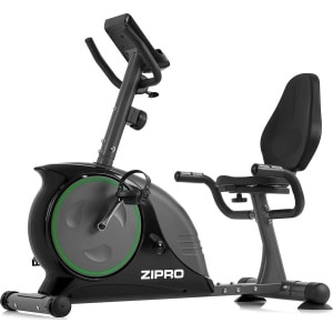 Zipro Easy Hometrainer Elektromagnetische Fiets, Hartslagsensoren, Gemakkelijk te transporteren, Antislippedalen, Flessenhouder, Homegym, Stabiele structuur, Max. gebruikersgewicht 150 kg, grijs en groen