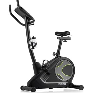 Zipro Flame Hometrainer Elektromagnetische Fiets, Hartslagsensoren, Gemakkelijk te transporteren, Antislippedalen, Flessenhouder, Homegym, Stabiele structuur, Max. gebruikersgewicht 150 kg, grijs en groen
