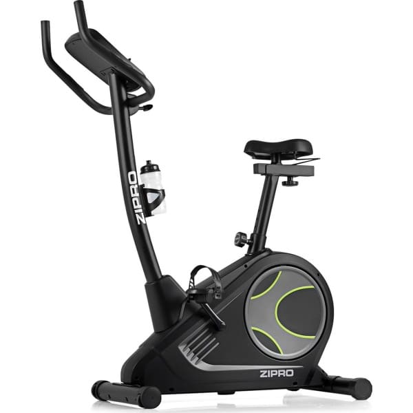 Zipro Flame Hometrainer Elektromagnetische Fiets, Hartslagsensoren, Gemakkelijk te transporteren, Antislippedalen, Flessenhouder, Homegym, Stabiele structuur, Max. gebruikersgewicht 150 kg, grijs en groen