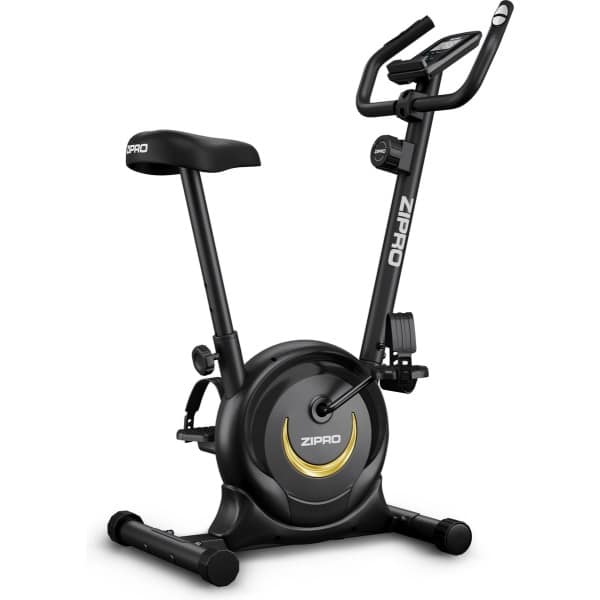 Zipro One S Gold Hometrainer Magnetische Fiets, Hartslagsensoren, Gemakkelijk te transporteren, Antislippedalen, Flessenhouder, Homegym, Stabiele structuur, Max. gebruikersgewicht 110 kg, zwart en goud