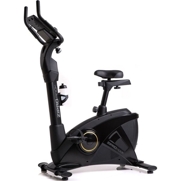 Zipro iConsole+ Rook Gold Hometrainer Elektromagnetische Fiets, Hartslagsensoren, Gemakkelijk te transporteren, Antislippedalen, Flessenhouder, Homegym, Stabiele structuur, Max. gebruikersgewicht 150 kg, zwart en goud