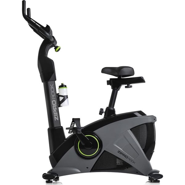 Zipro iConsole+ Rook Hometrainer Elektromagnetische Fiets, Hartslagsensoren, Gemakkelijk te transporteren, Antislippedalen, Flessenhouder, Homegym, Stabiele structuur, Max. gebruikersgewicht 150 kg, grijs en groen