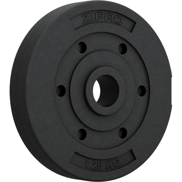 Zipro® Composiet Halterschijf 1,25kg ⌀31 mm - Halter gewichten - Kunststof - Geschikt voor Krachttraining, Fitness, CrossFit & Functional Training - Sport Gewichten voor Thuis - Gewicht Schijf - Zwart