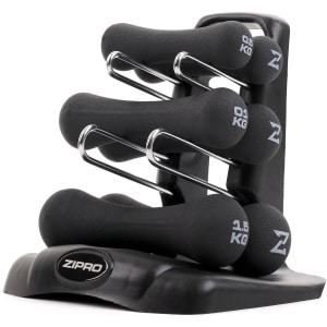 Zipro® Dumbbellset Halter set 6kg met halterstandaard - Neopren Dumbbell - Duurzaam en Comfortabel - Halter Gewicht voor Krachttraining, Fitness, CrossFit & Functional Training - Hand Gewichten - Duurzaam en Comfortabel