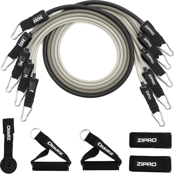 Zipro® Set Reistance Tubes met accessoires - 11 elementen - Expander tubes - Resistance Band Set - Gymnastiekbanden, Trainingsbanden - Geschikt voor Fitness, CrossFit & Functional Training - Sport Gewichten voor Thuis