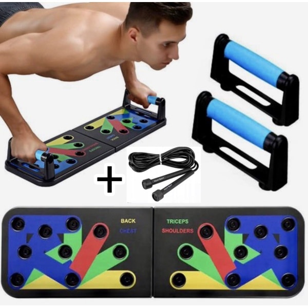 push up bord- met sport springtouw-14 in 1 - Push up bars - Push up - Push up grips - Opdruk bord fitness - Opdruksteunen - Push up Board - Fitness - Krachttraining