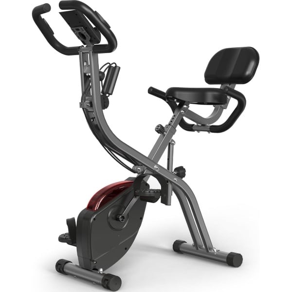 3 in1 Fitnessfiets - Fitness Fiets Hometrainer - Indoor Cycle - Inklapbaar - Opvouwbare Indoorfiets - met 10 Niveaus - 7 Zithoogtes - Magnetische Weerstandsniveaus - Ergometer - 120KG - Cardiotraining - 98 x 53 x 114.8 cm - Zwart