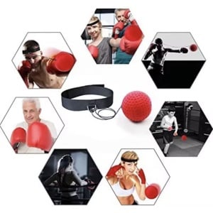 CHPN - Hoofdband met reflexbal - Reflex bal - Bokstraining - BoksOefening - Krachttraining - Hand Oog Cordinatie - Training Set - Rode bal aan touw met hoofdband