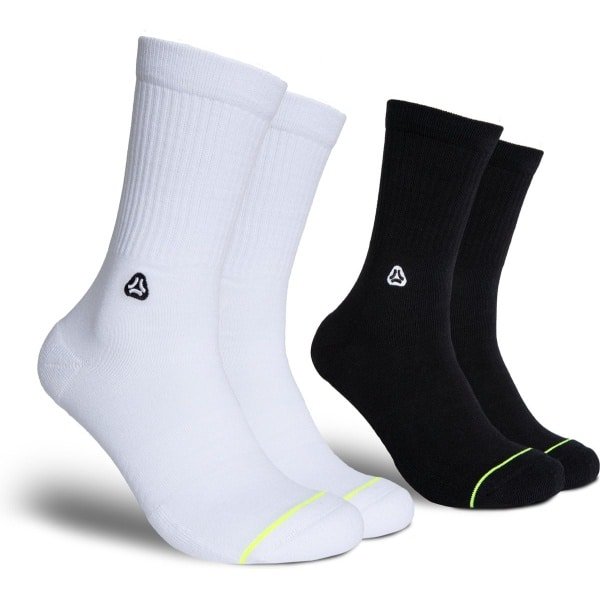 FLINCK Pro Sportsokken Essentials (2-Pack) Zwart en Wit - Maat 45-48 - Superieure Kwaliteit - Unisex - Naadloos Ontwerp voor Crossfit, Hardlopen, Fitness, Fietsen en meer