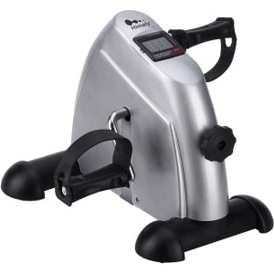 Himaly Stoelfiets - Fietstrainer - Bewegingstrainer - Mini Hometrainer - Bureaufiets - Met 2 Accesoires - Voor Bejaarden, Kantoor, Thuis - Zilver