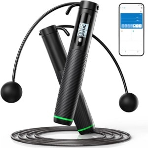 Intelligent Springtouw met Teller - Verstelbaar Draadloos Springtouw met App Analyse - Fitness Snelheidstouw voor Mannen, Vrouwen & Kinderen - Voor Training, CrossFit & Cardio