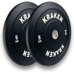 KRAKEN 5 KG (2x) Bumper Plates | Halterschijf Fitness Gewicht | Gewichtschijf Weight Plate | Krachttraining Bumperschijf 5KG | 50mm Bumperplates halterset | Sportgewichten | PREMIUM Bumper Plates | Comfortabel en Gemakkelijk vasthouden | Gym Ontwerp