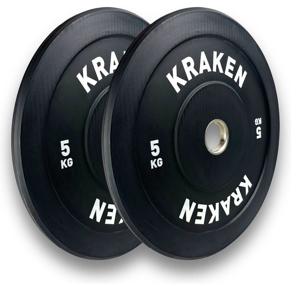 KRAKEN 5 KG (2x) Bumper Plates | Halterschijf Fitness Gewicht | Gewichtschijf Weight Plate | Krachttraining Bumperschijf 5KG | 50mm Bumperplates halterset | Sportgewichten | PREMIUM Bumper Plates | Comfortabel en Gemakkelijk vasthouden | Gym Ontwerp