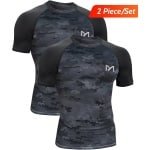 MEETYOO 2 Artikelen Sport Tanktop Heren - Sportkleding Man -Compressieoverhemden voor heren korte mouwen Workout -shirt - T-Shirt Heren - Fitnesskleding - Jongens Kleding voor Fitness, CrossFit & Gym -Camouflage-S