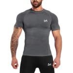MEETYOO Sport Tanktop Heren - Sportkleding Man -Compressieoverhemden voor heren korte mouwen Workout -shirt - T-Shirt Heren - Fitnesskleding - Jongens Kleding voor Fitness, CrossFit & Gym -Grijs-XXL