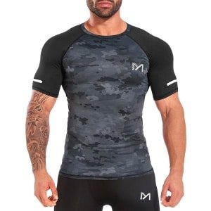 MEETYOO Sport Tanktop Heren - Sportkleding Man -Compressieoverhemden voor heren korte mouwen Workout -shirt - T-Shirt Heren - Fitnesskleding - Jongens Kleding voor Fitness, CrossFit & Gym -Camouflage-S