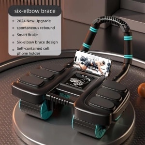 Modern Multifunctionele ZES Buikspier Wiel Regelaar met Automatische Terugloop 6 Wielen Uitzonderlijke Stabiliteit- Antislip- Home Gym Fitness Yoga Apparatuur- Heup & Been Krachttraining- Bil & Buik Spieren- 300kg Gewicht Dragen- 3 Punt Ondersteuning