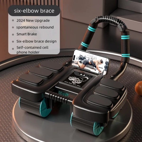 Modern Multifunctionele ZES Buikspier Wiel Regelaar met Automatische Terugloop 6 Wielen Uitzonderlijke Stabiliteit- Antislip- Home Gym Fitness Yoga Apparatuur- Heup & Been Krachttraining- Bil & Buik Spieren- 300kg Gewicht Dragen- 3 Punt Ondersteuning