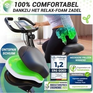 Nieuw Tretmann Hometrainer Fiets Opvouwbaar Set - extra comfortabel & stil - [RelaxFoam] tot 150KG belastbaar Ergometer, Hometrainer Fiets, Ergometer Senioren, Spinning Bike Indoor, Fitnessfiets