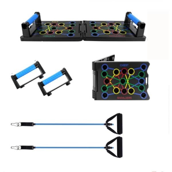 Opvouwbaar Push-Up Boardset - Multifunctioneel - Draagbaar - Voor Krachttraining - Borst - Armen - Rug en Buik - Antislip Design - 24 Combinaties - Inclusief Stretchbanden voor Thuis en Reizen