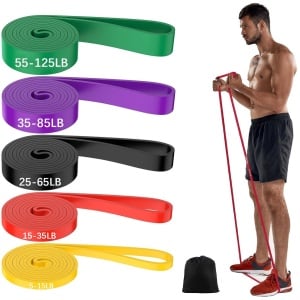 Premium 5-delige Weerstandsbanden Set - Fitness Elastiek met 5 Verschillende Weerstanden - Geschikt voor Crossfit, Powerlifting en Thuisworkouts - Inclusief Luxe Draagtas en Gebruikersgids