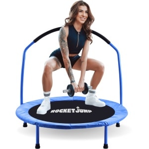 RocketJump - Fitness trampoline - 91cm - Belastbaar tot 100 kg - Hometrainer - Sport Trampoline - Blauw