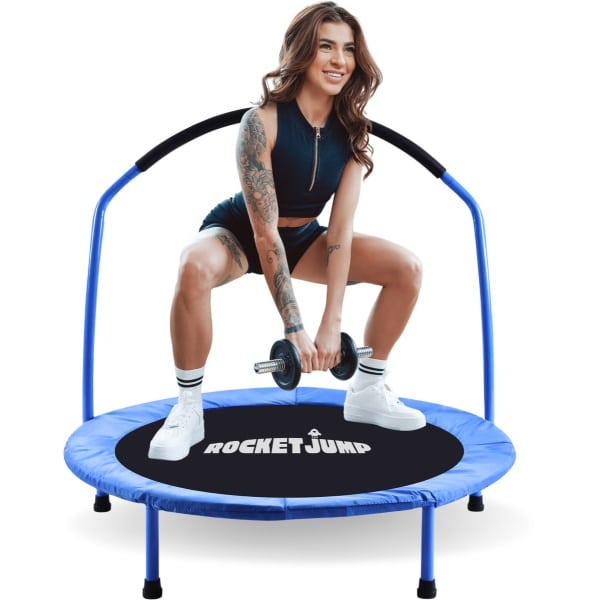 RocketJump - Fitness trampoline - 91cm - Belastbaar tot 100 kg - Hometrainer - Sport Trampoline - Blauw