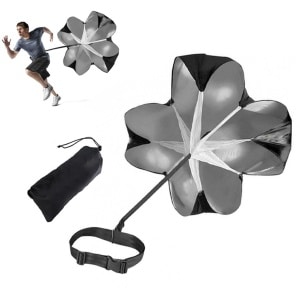 Running parachute - Sprintparachute - Resistance parachute - Drag Parachute - Weerstandsparachute - Fitness parachute - Geschikt voor snelheidstraining en krachttraining - Inclusief draagtas - Diameter 56 inch - Zwart