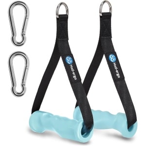 Set van 2 Handgrepen voor Weerstandsbanden - Fitnessbandhandvatten met Metalen D-ring - Ergonomische Kabelhandgrepen - Fitness - Lat Trekhandgreep voor Homegym en Katrolsystemen - Geschikt voor Krachttraining