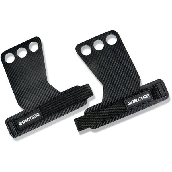 StreetGains® Carbon Fiber Palm Grips Maat L - Handbeschermers voor Calisthenics, Crossfit & Fitness - Verstelbare Grip Pads voor Optimale Steun & Bescherming