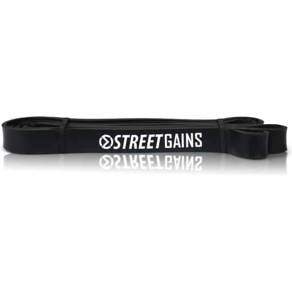 StreetGains® Weerstandsband Medium - Resistance Band 15 tot 30 kg - Zwart - Fitness Elastiek voor Calisthenics, CrossFit, Krachttraining & Pull-Ups