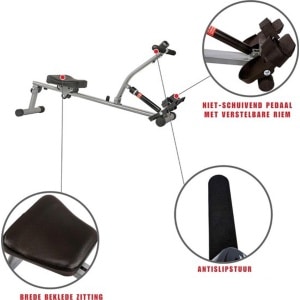 Thuys - Roeitrainer - Hometrainer - Roeimachine - Inclusief Gratis App - Antislip Design - Lederen Bekleding - Zwart