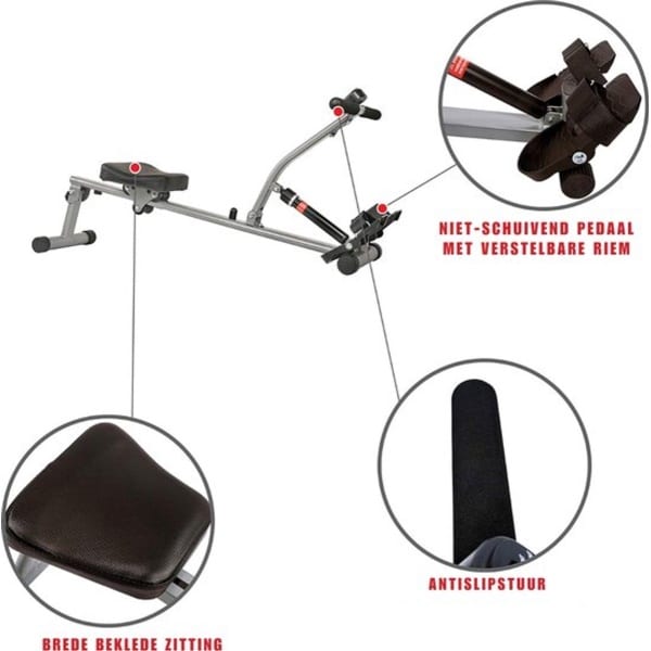 Thuys - Roeitrainer - Hometrainer - Roeimachine - Inclusief Gratis App - Antislip Design - Lederen Bekleding - Zwart