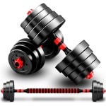 Verstelbare Hantelset - 2 In 1 Kunststof Dumbbells En Barbell - Halterstang Met Gewichten Voor Krachttraining En Fitness Thuis