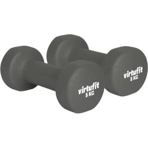 VirtuFit Vinyl Dumbbell Pro - 2 x 5 kg - Zwart - Gewichten - Dumbbell - Duurzaam Materiaal - Krachttraining - Geschikt voor Zumba, Aerobics en Body Toning