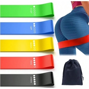 Weerstandsbanden Set - 5 Stuks - Verschillende Kleuren - Multi - 2 t/m 20 kg - Fitness Elastieken - Latex - Krachttraining - Yoga - Thuis Workout - Glute Bands - Met Opbergzakje