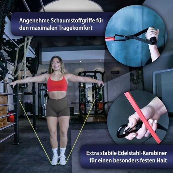 Weerstandsbanden met deuranker en handgrepen, weerstandsbanden, fitnessbanden voor krachttraining, training voor vrouwen en mannen, yoga, fysiotherapie