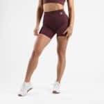 ZEUZ Korte Sport Legging Dames High Waist - Sportkleding & Sportlegging Squat Proof voor Fitness & Crossfit - Hardloopbroek, Yoga Broek - 70% Recycled Nylon & 30% Elastaan - Bordeaux Rood - Maat XS