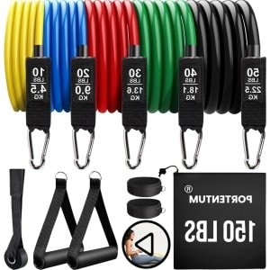 Elastische krachttraining - 5 verschillende niveaus tot 68 kg (150 lbs) - ideaal voor trx of een homegym - Veelkleurig.