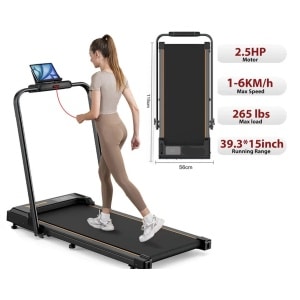 Elektrische Loopband - Wandelband - Walking Pad - Loopbanden - Opvouwbare - 2-in-1 - 2.5PK - 1-10 km/u - Leuning - 95 x 38 cm - Afstandsbediening - Stille Hardloopband - met LED Display - voor Wandelen - en Joggen