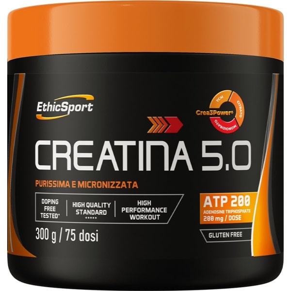 EthicSport Creatina 5.0 300 g green apple & grapefruit - Crea3Power® - 3 vormen Creatine - adenosine 5'-triphosphate (ATP) - Getest op zuiverheid en dopingvrij!