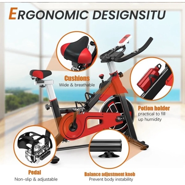 GlobalCondor - Fitness - Hometrainer - Indoor - Fietsen - Fiets - Met - LCD-monitor - Hometrainer - 120kg - Thuis - Fitnessfiets - Stille Hometrainerfietsen - Cardio - Fitnessbike - Bicycle - Fitness