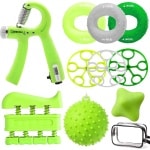 Handtrainer vingertrainer set van 10, handtraining, verstelbare onderarmtrainer, vinger-trainingsapparaat, massageballen, vingerstretcher, anti-stressballen voor fitness, krachttraining, therapie