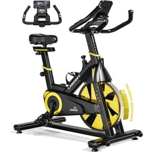 Hometrainer met Hartslagsensor en Comfortabel Zitkussen - Stille Fitnessfiets voor Thuis Cardiotraining
