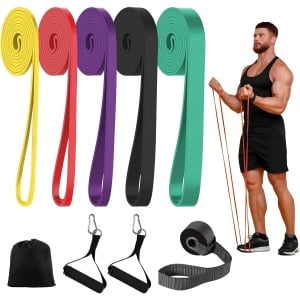 Ibenzoa® Vijfdelige Set Verstelbare Weerstandsbanden - Diverse Niveaus voor Krachttraining en Flexibiliteit