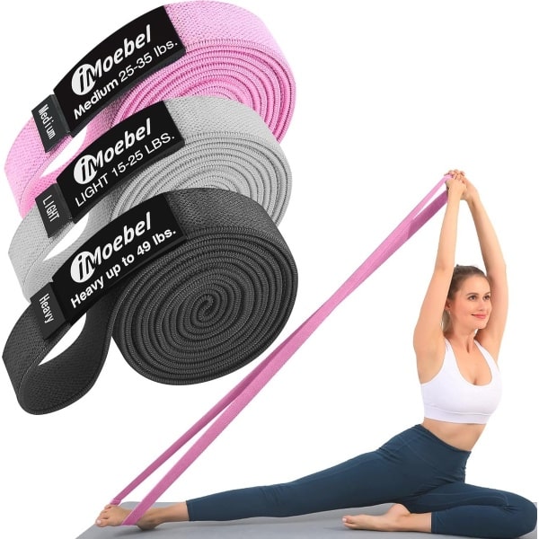 Lange Weerstandsbanden Set van 3 - Multifuntionele Fitnessbanden met 3 Weerstandsniveaus voor Krachttraining, Yoga en Thuis Workout